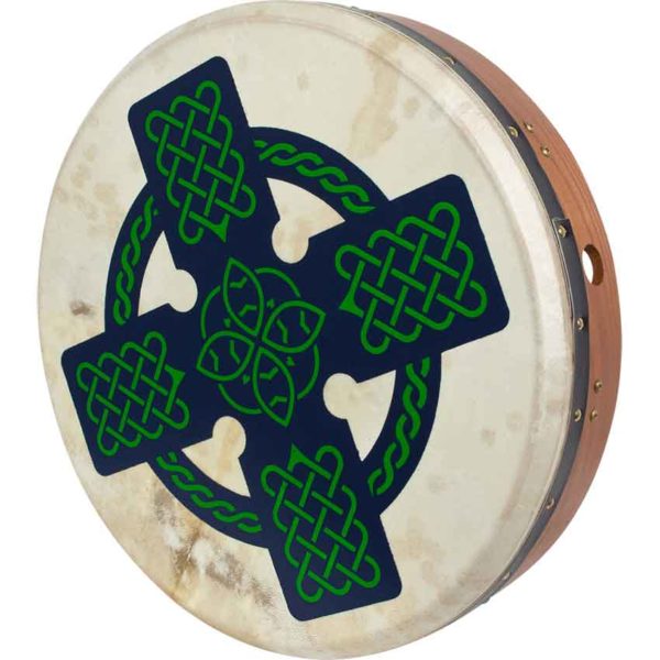 Cedar Crossbar Bodhran Drum with Celtic Cross