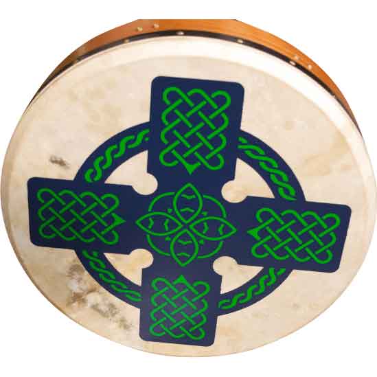 Cedar Crossbar Bodhran Drum with Celtic Cross