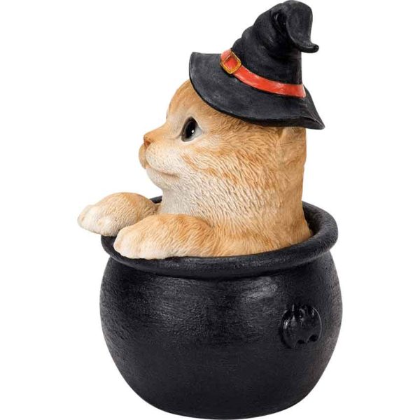Tabby Kitten in a Cauldron Statue