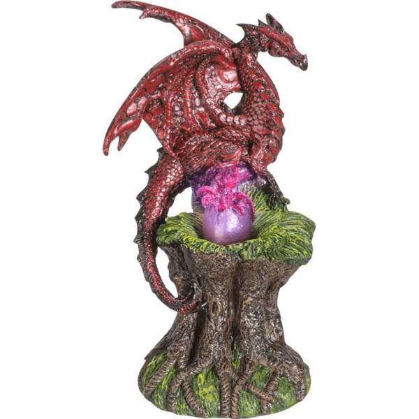 Red Dragon and Nest with LED Statue