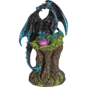 Black Dragon and Nest with LED Statue