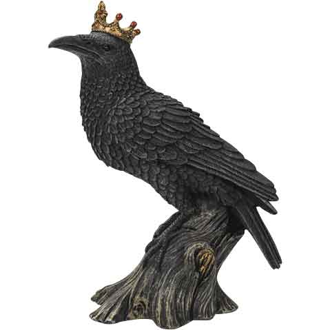 Gothic Crowned Raven Statue