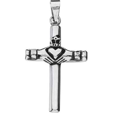 Steel Claddagh Cross Pendant