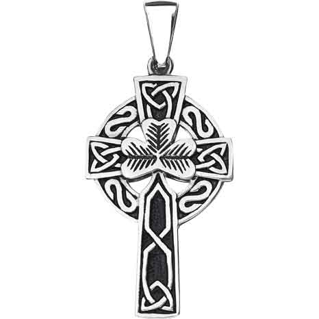 Shamrock Celtic Cross Pendant