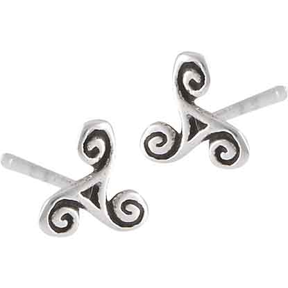 Silver Celtic Triskele Stud Earrings