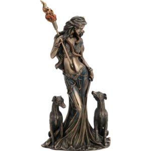 Goddess Hecate and Her Hounds Statue