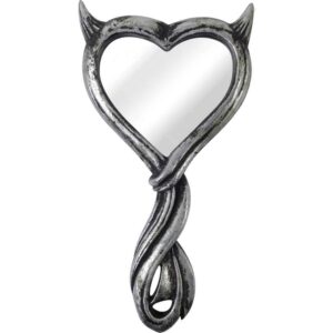 Silver Devil Heart Hand Mirror