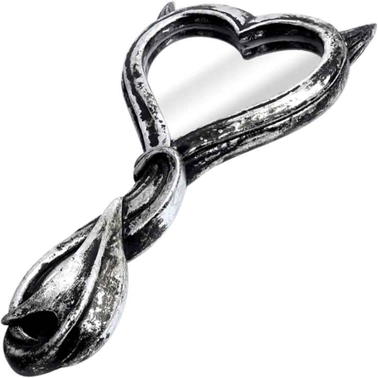 Silver Devil Heart Hand Mirror