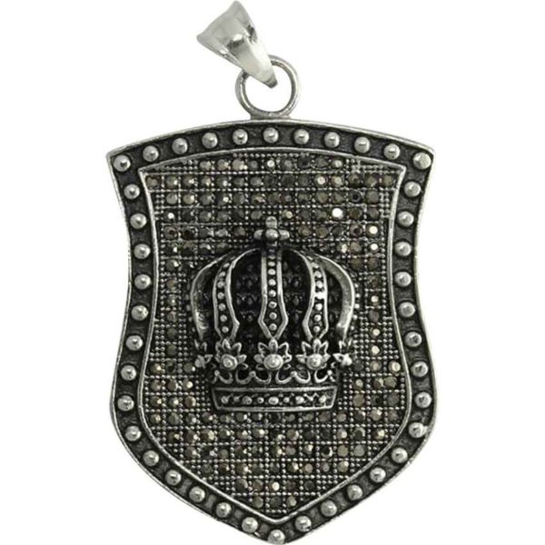 Stainless Steel Crown Shield Pendant