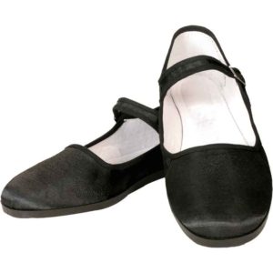 Black Satin Lady Jane Shoes