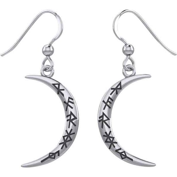 Crescent Moon with Bind Runes Earrings
