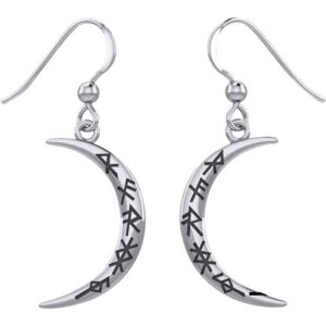 Crescent Moon with Bind Runes Earrings