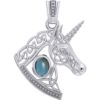 Silver Celtic Unicorn with Gemstone Pendant