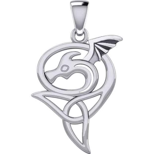 Silver Winged Dragon with Triquetra Pendant
