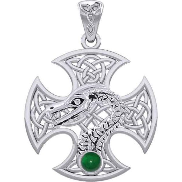 Silver Dragon with Celtic Cross Pendant