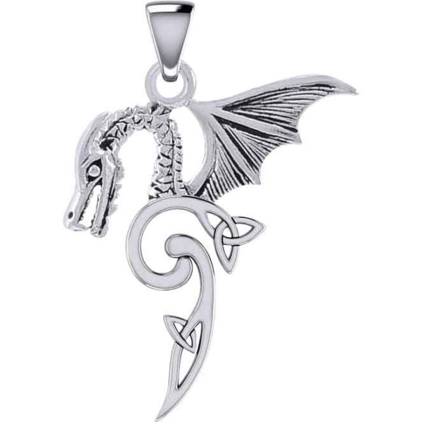 Silver Flying Dragon with Triquetra Pendant
