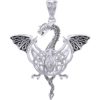 Silver Flying Dragon with Celtic Knot Pendant