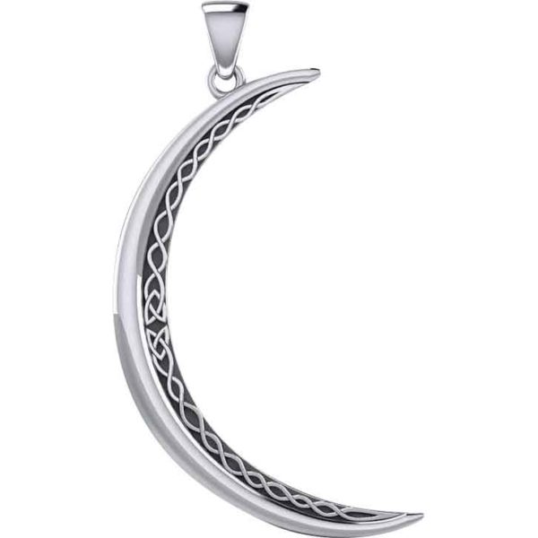 Large Crescent Moon with Knotwork Pendant