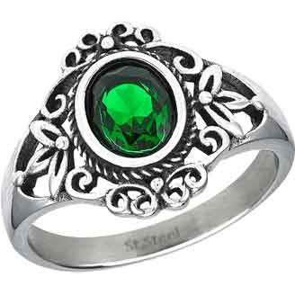Emerald Green Braided Ring