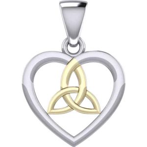 Silver and Gold Triquetra Heart Pendant