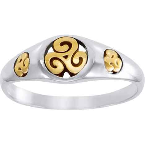 Silver and Gold Triskele Ring