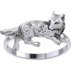 Silver Celtic Running Wolf Ring