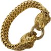 Gold Tone Steel Lion Head Bracelet