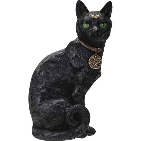 Sitting Black Moon Cat Statue