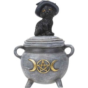 Black Cat on Cauldron Trinket Box
