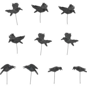 Halloween Crows Set of 10 - Halloween Village Accessories by Department 56