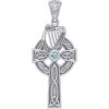 Silver Celtic Cross with Harp Pendant
