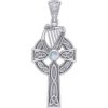 Silver Celtic Cross with Harp Pendant