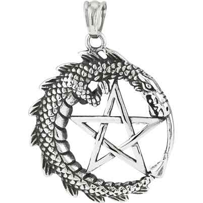 Steel Dragon with Pentagram Pendant