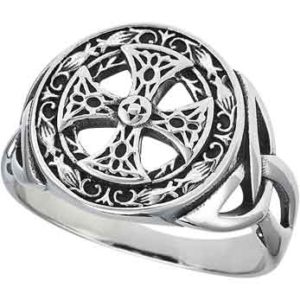 Stainless Steel Cross And Triquetras Ring
