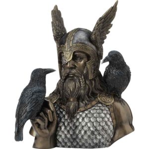 Norse God Odin with Ravens Bust Statue