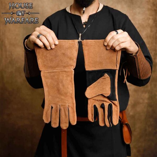 Brown Leather Swordsman Gloves
