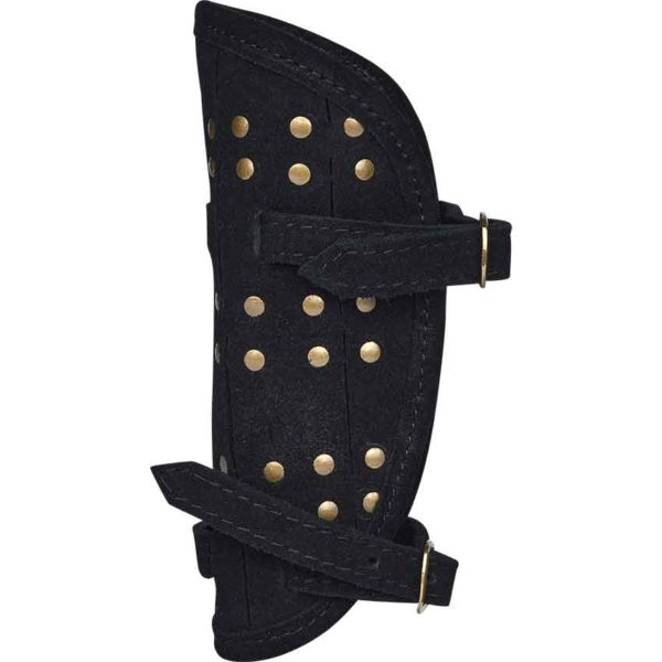 Studded Fighter Leather Bracers - Black