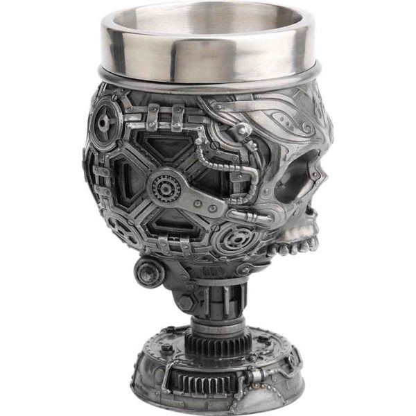 Pewter Steampunk Skull Goblet