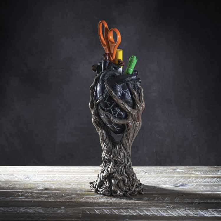 Greenman Tree with Black Heart Pen Holder