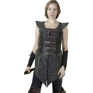 Ylenne Deluxe Long Doublet - Green with Brown