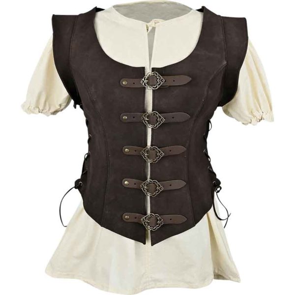 Julienne Short Leather Jerkin - Brown