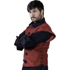 Jules Short Split Leather Jerkin - Red