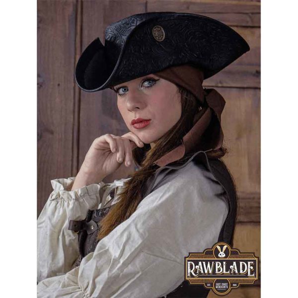 Three Doubloons Deluxe Tricorn - Black