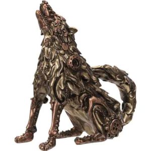 Steampunk Howling Wolf Statue