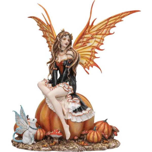 Fairy Sitting on a Pumpkin Statue