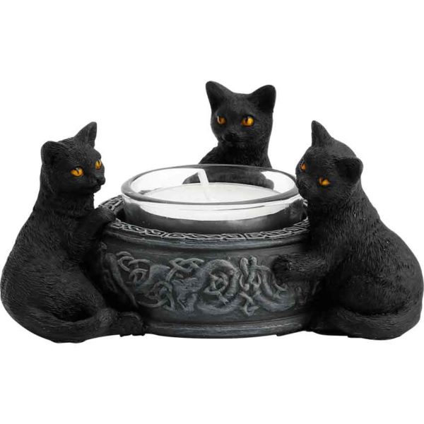 Porte-bougie En Céramique Chat Noir - Décoration Pour Halloween Ou Automne - Pour Bougie Chauffe-plat
