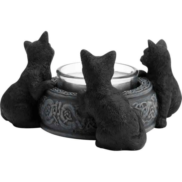Triple Black Cat Tealight Candle Holder