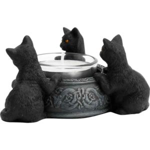 Triple Black Cat Tealight Candle Holder