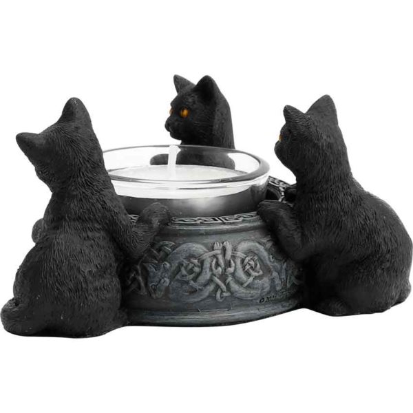 Triple Black Cat Tealight Candle Holder