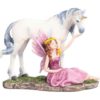 Resting Pink Fairy with Unicorn Statue